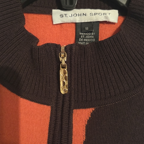 St. John Sport: Black and Orange Patterned Top GUC - Picture 2 of 7